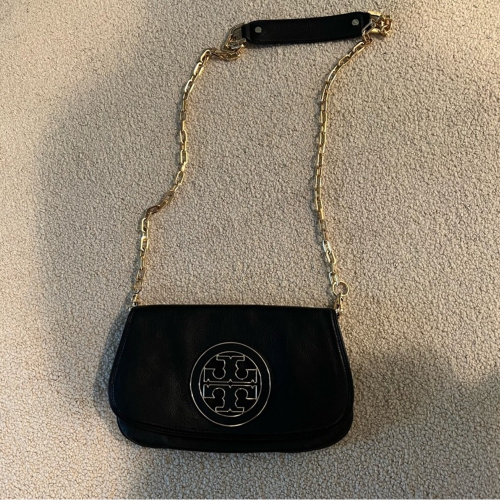 Tory Burch Black Crossbody Bag with Gold Chain